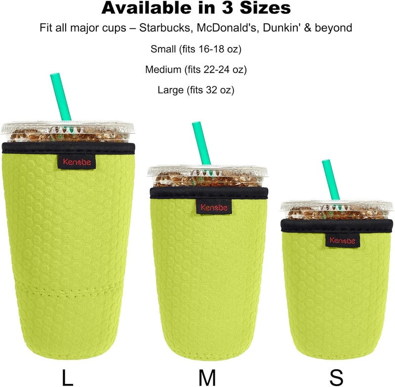 KENOBE 3 Pack Neoprene Insulator Sleeve for Iced Coffee Cups, Reusable Cooler Sleeves for Iced & Hot Drinks, Universal Fit 16-32 oz Cups Beverages, Compatible with Starbucks Dunkin Coffee and More - Image 2